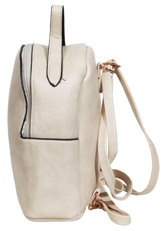 Women's backpack made of imitation leather, white, length: 21.5 cm / width: 19.0 cm / thickness: 8.0 cm