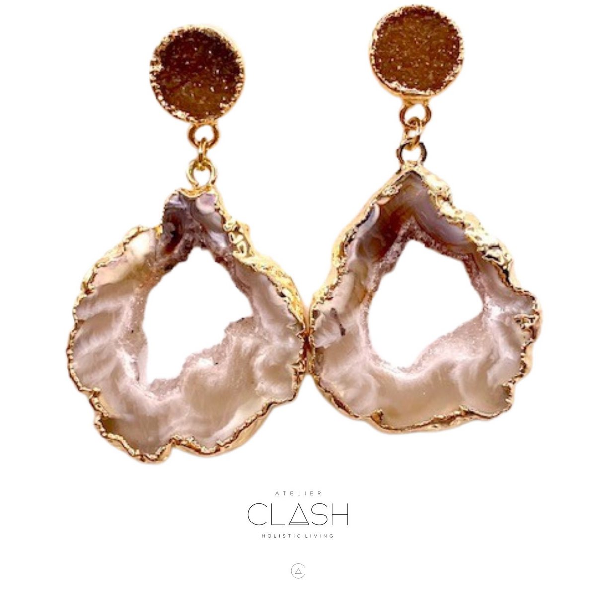 Orecchini Libertad con AgateGeode Gold - Bellezza naturale senza tempo