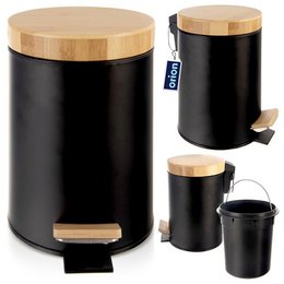 Bin metal con pedale nero nero 3 l