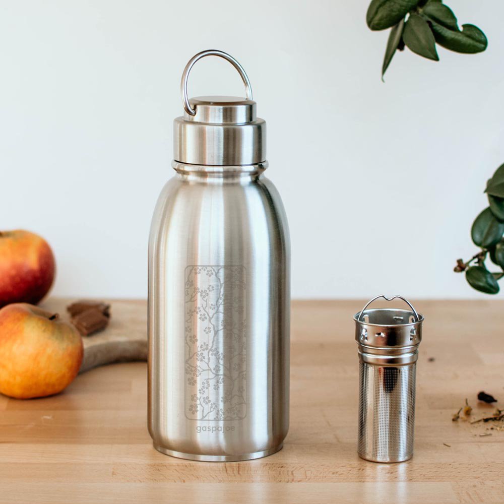 Gaspajoe stainless steel insulated bottle, FRIENDLY+ model 700ml with infuser - CHERRY