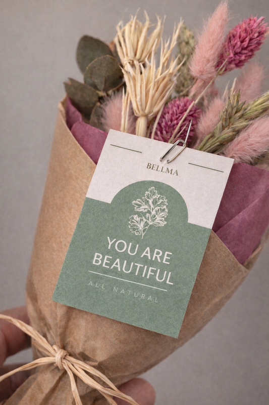 Kleiner Trockenblumenstrauß mit Karte - You are Beautiful