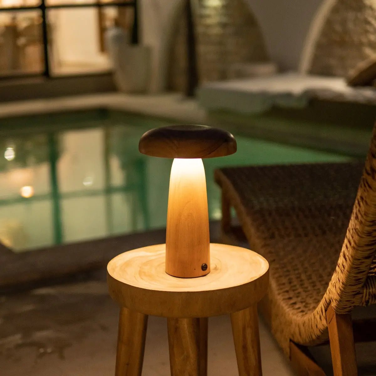 Lampe de table rechargeable en bois marron clair Lennart