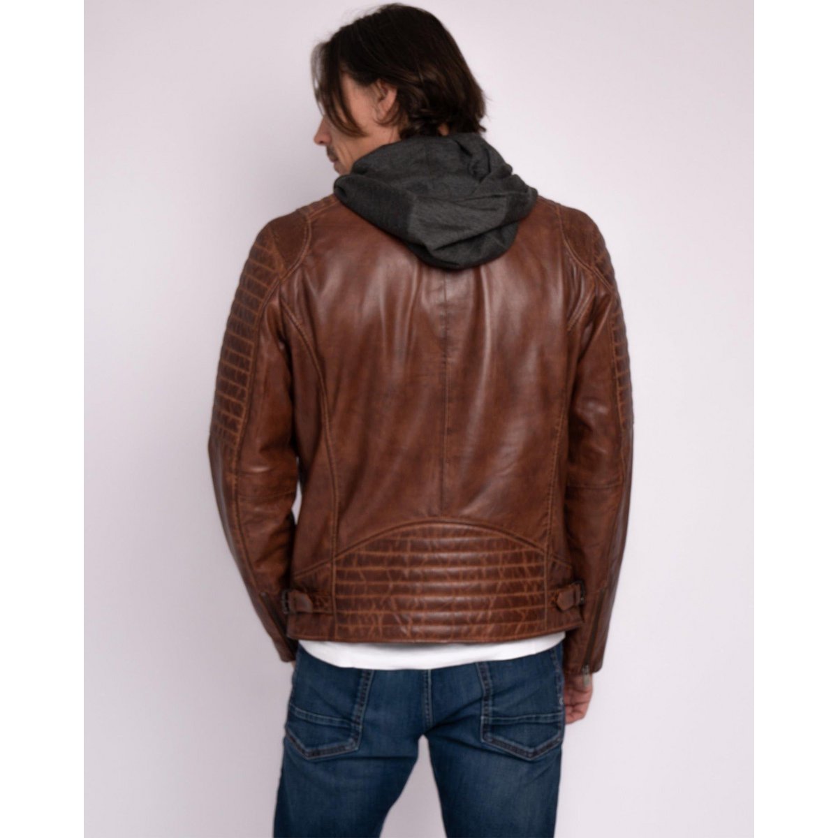 Jasper │ Veste à sweat à capuche en cuir masculin