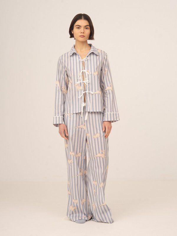 Pantalon de pyjama rayé bleu imprimé Bambi