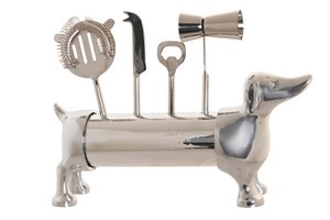 COCKTAIL SET 4 STAINLESS STEEL 37X9X18 DOG CHROME SILVER PC201822