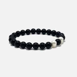 Obsidian bracelet with adjustable sizes from small to extra-large, featuring black beads with a sleek, minimalist design.