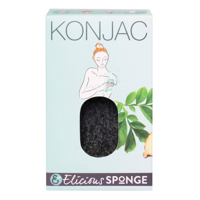 Konjac sponge for the body extra thick charcoal - fat (impure) skin
