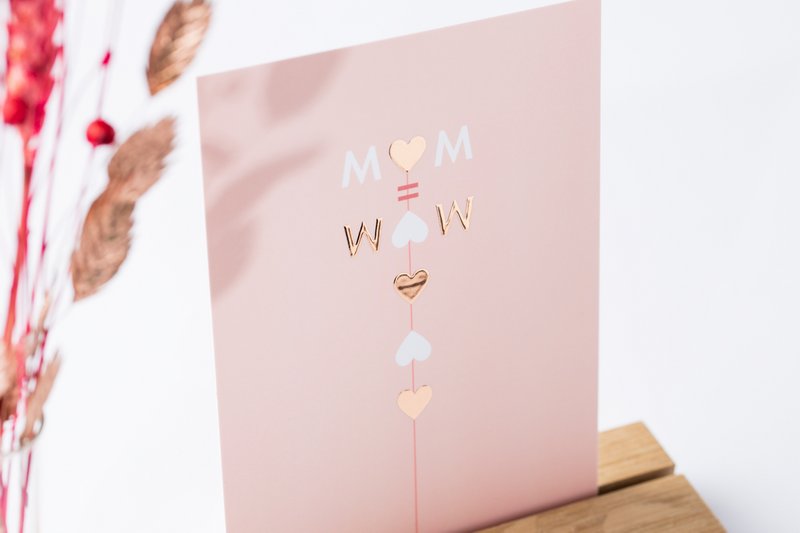 Trækortholder + tørrede blomster + kort mama