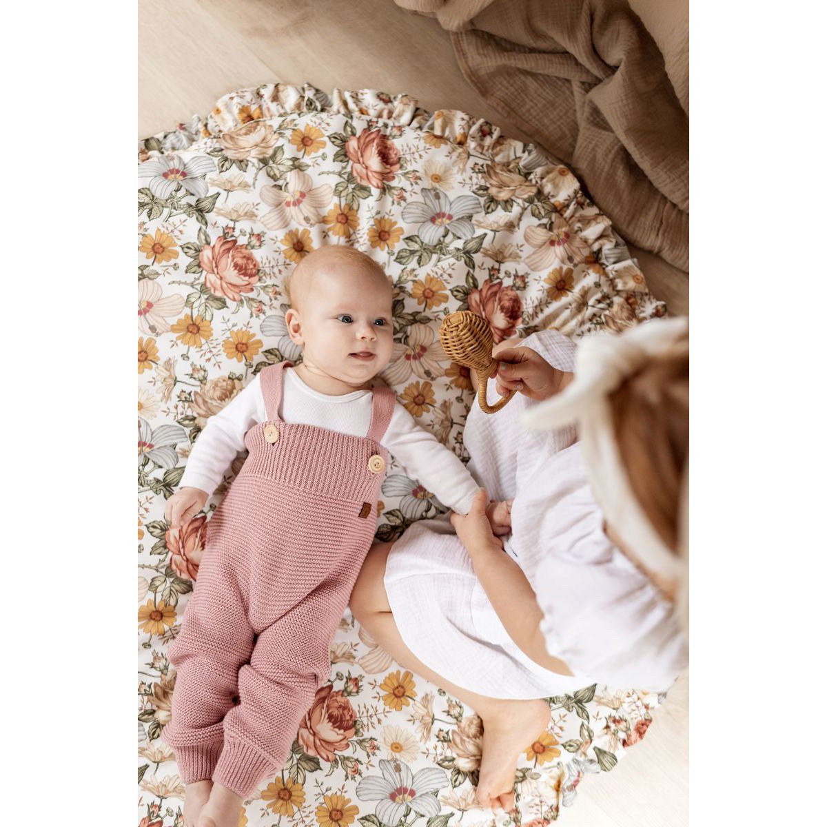 ENZO children's dungarees - 100% merino wool - powder pink