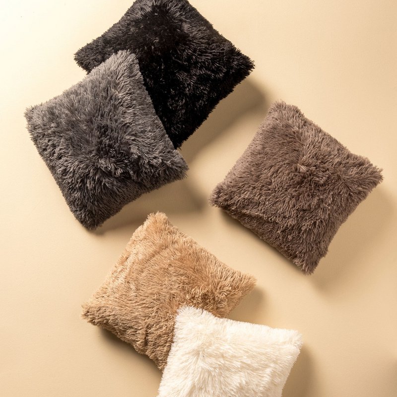Dutch Decor FLUFFY - Decorative cushion 45x45 cm - super soft - solid color - Pumice Stone - beige