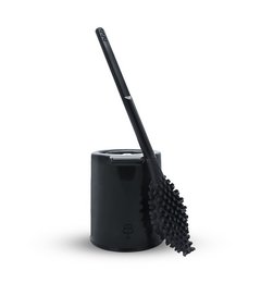 Black toilet brush made from bio-sourced and recycled materials.