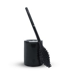 Black toilet brush made from bio-sourced and recycled materials.