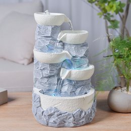 Indoor Fountain - Ganda - Natural Stone Effect Waterfall - Colorful Led Light - Zen Decoration and Gift Idea