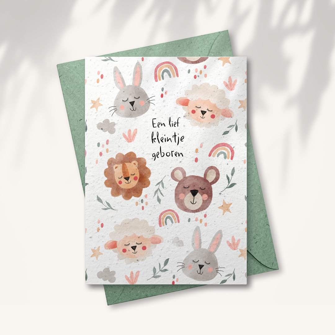 Tarjeta de felicitación de papel con semillas - Animales