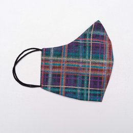 Cotton face mask with plaid pattern, available in XS, S, M sizes.