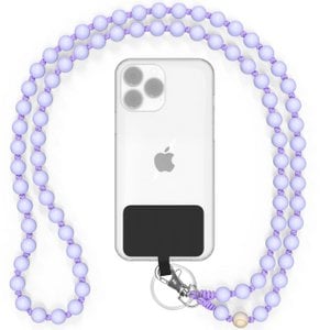 Mobiele telefoonketting universeel, houten kralen, handgemaakt - De Lelie