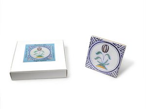Replikfliese, Delfter Blau, Tulpe im Kreis, 10x10cm