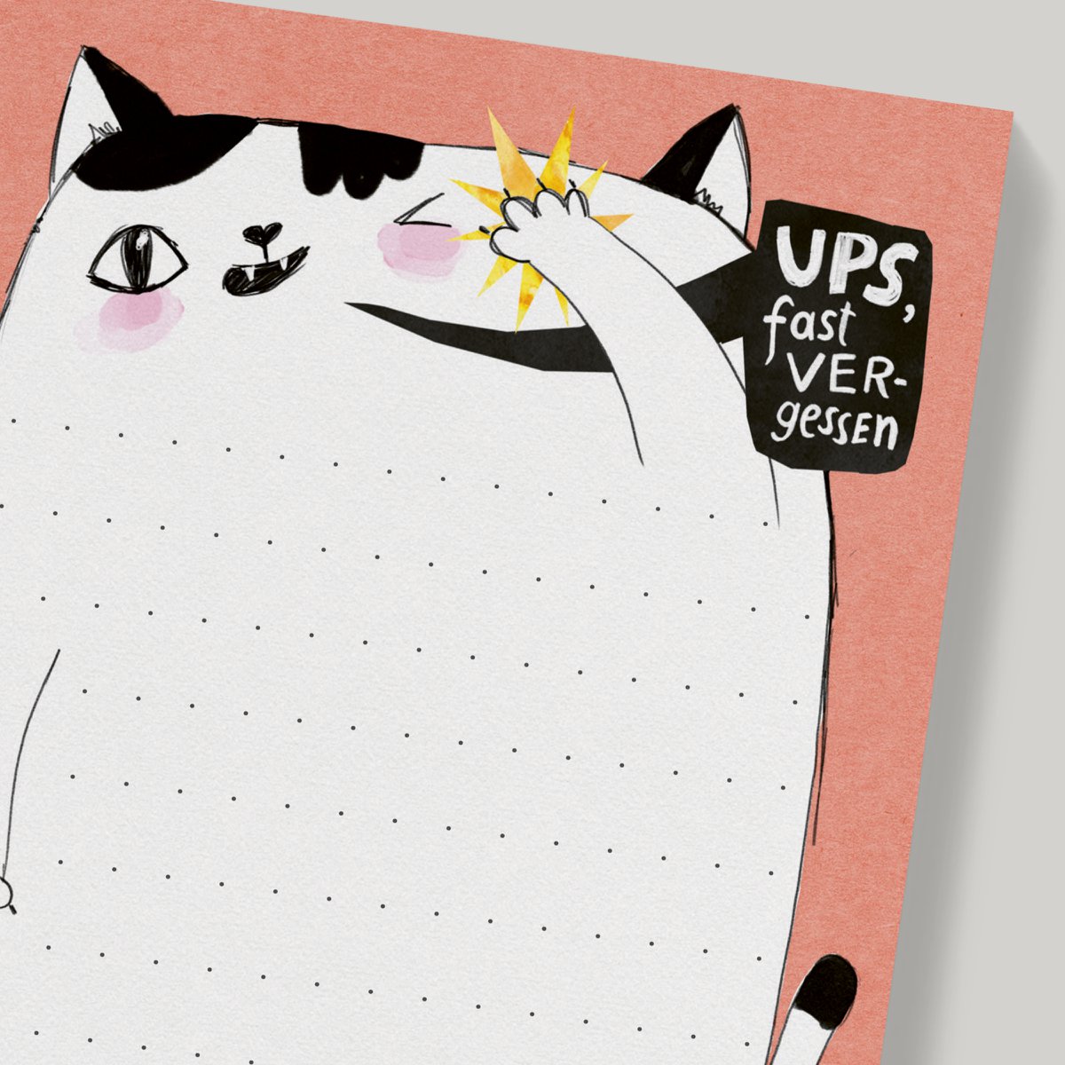 Notepad - cat, DIN long, 50 sheets, to-do list, notes, notepad, pad, shopping list, office pad