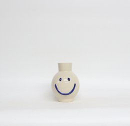 Pottery vase smiley blue