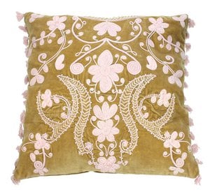 Pillow four -cant Taupe Moleskin Creme Embroidery Sale