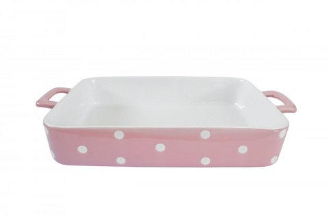 Pastel pink large family dish with dots Isabelle Rose