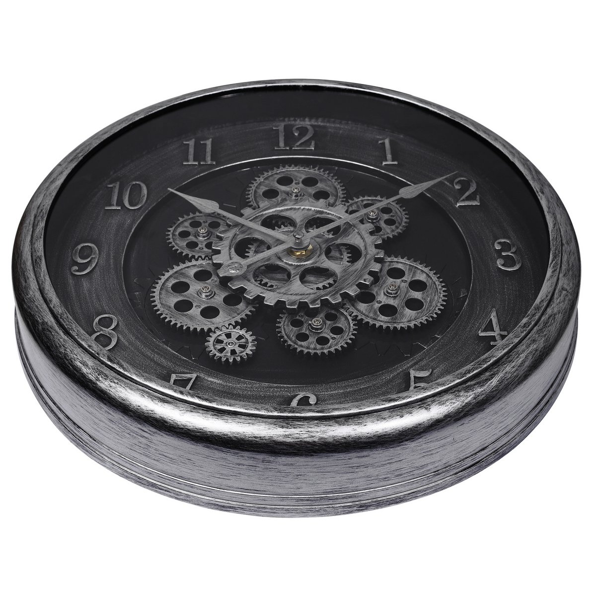 Skeletwandklok in industriële vintage look, Ø 40 cm, zilver