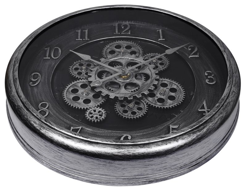 Skeletwandklok in industriële vintage look, Ø 40 cm, zilver