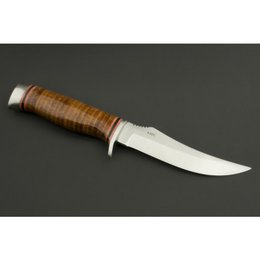ED MAHONY Taiga Hunter Jagdmesser mit Griff aus Lederstreifen, 440C