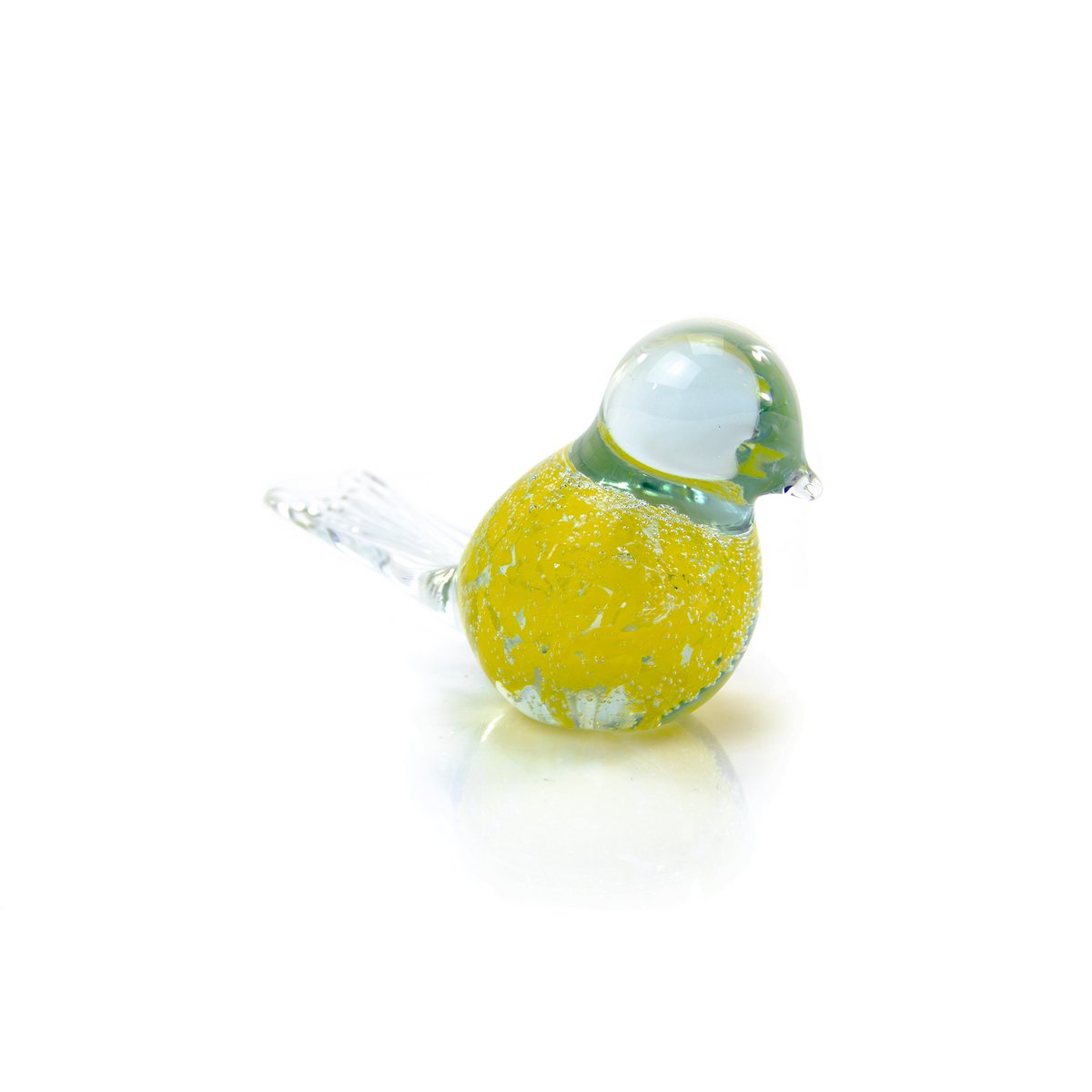 Gele Vogel van Glas - bubbels - ø 12 cm - Handgemaakt
