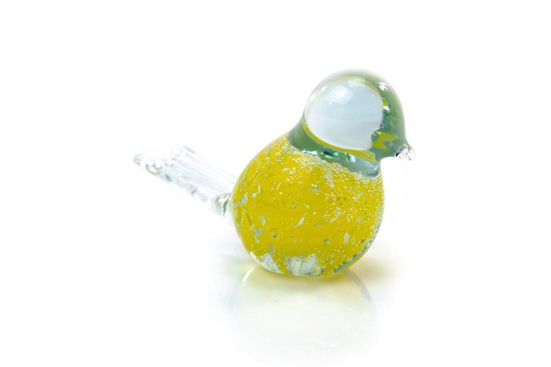 Gele Vogel van Glas - bubbels - ø 12 cm - Handgemaakt
