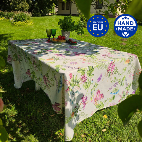 Rechteckige Tischdecke, Poly-cotton-Mischung, gedruckt | Botanico