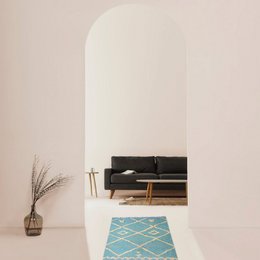IKAT gråligt blågrønt Kilim tæppe