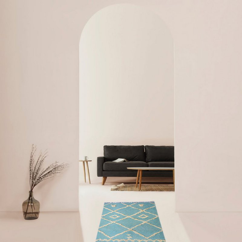 IKAT gråligt blågrønt Kilim tæppe