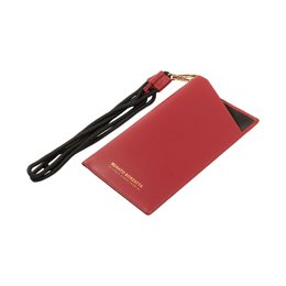 RB1087V | Brillen-/Smartphone-Halter mit Schultergurt, hergestellt in Italien aus echtem, glattem, mattem Leder. Rote Farbe