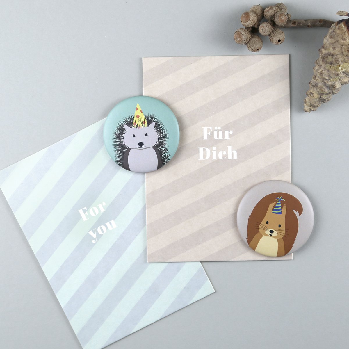 Postkarte Holzschliff Streifen Cloe Mint