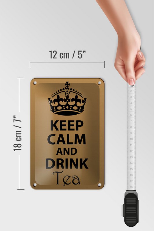 Tin sign saying 12x18cm Keep Calm and drink tea decoration
