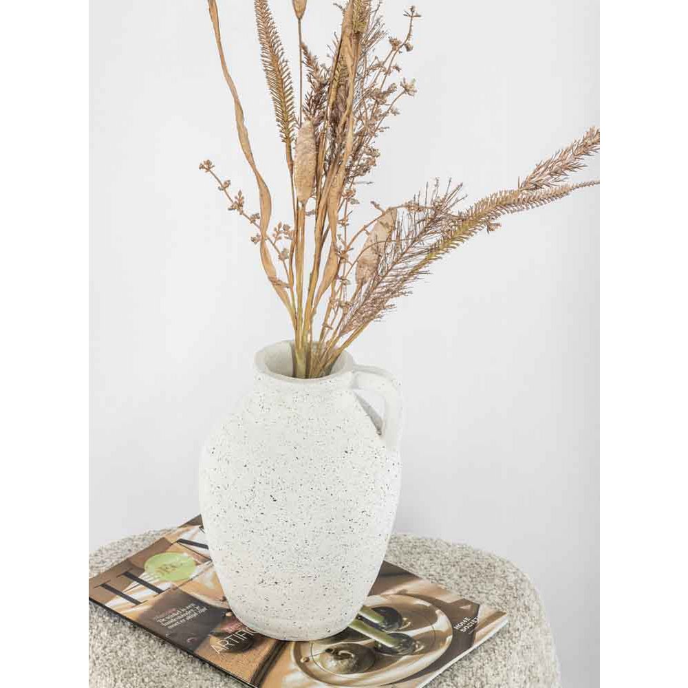 Earthenware vase with handle natural