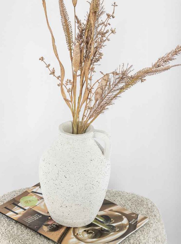 Earthenware vase with handle natural
