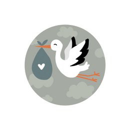 Stickers 'stork' grey-green on a roll of 500 pieces