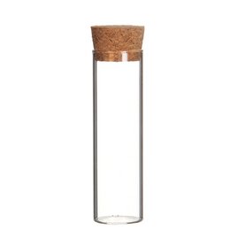 Cylindre nain en verre avec bouchon, 50ml, D3cm, H10cm, transparent