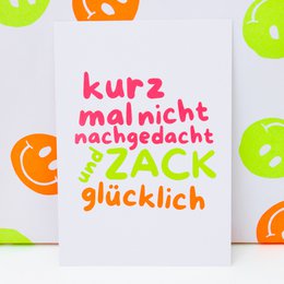 Modern neon greeting card “I didn’t think about it for a moment” postcard made from recycled paper | DIN A6 stationery