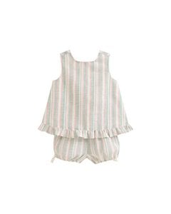 Groen en roze gestreepte babymeisjesset Jesus met bijpassend poloshirt K158-21412192