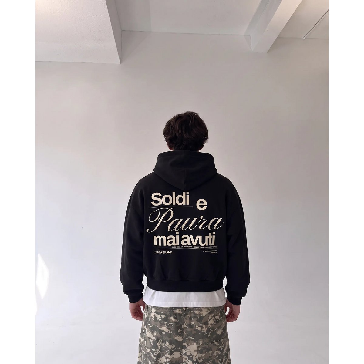 Felpa Oversize Nera 330g No Fear Boxy Fit Made in Italy | Horda