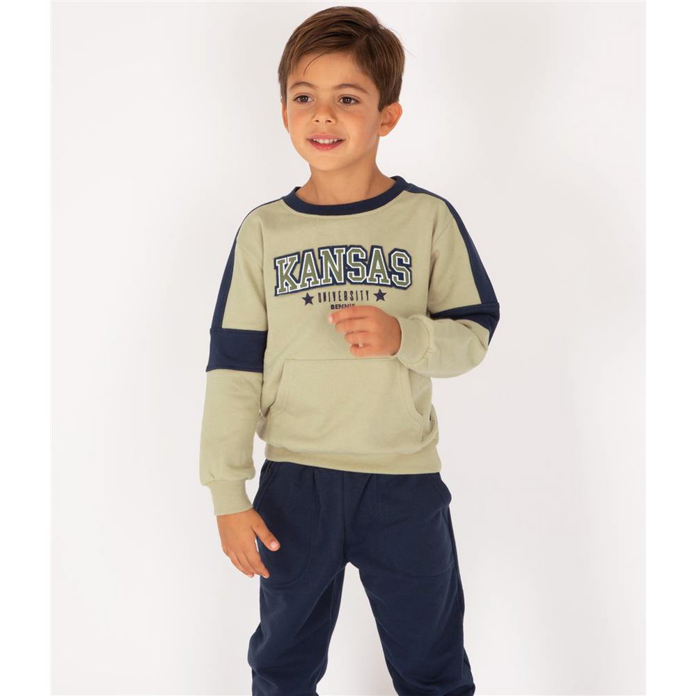 Set aus Sweatshirt und Jogginghose mit Kontrastdetail