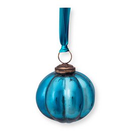 Ornament Glass Stripes Blue 7.5cm