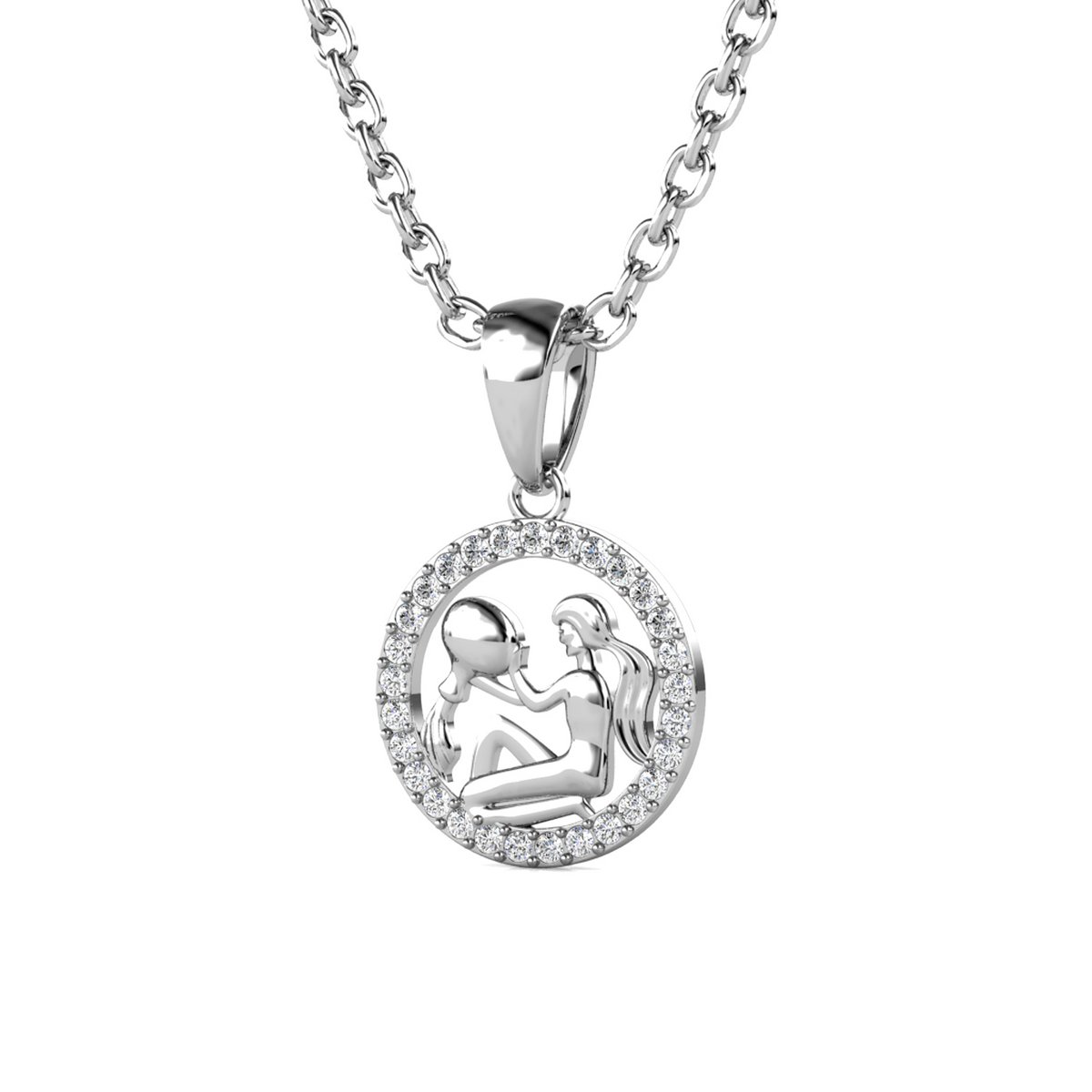 Pendentifs Zodiaque Verseau - Argenté et Cristal