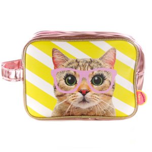 Toiletry bag Cat with pink glasses