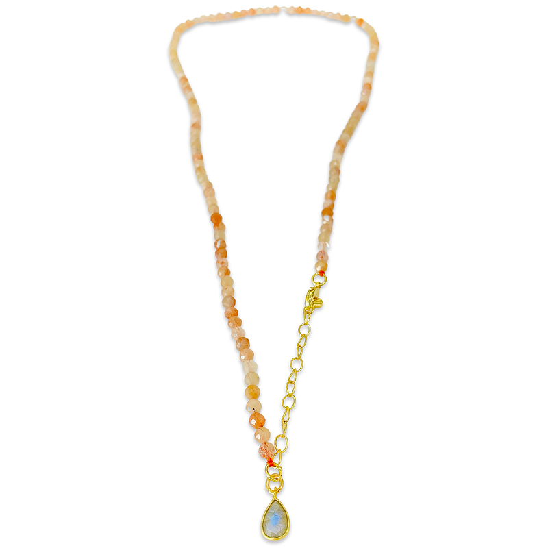 Moonstone wrap armbånd 'Balance' (kan også bæres som en halskæde!)