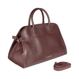 RB1032X | Borsa a Mano Donna FRIDA in Vera Pelle Made in Italy. Accessori in metallo Oro Lucido - Colore Bordeaux - Dimensioni: cm 43 x 29 x 24 + 12 (Luce manici)