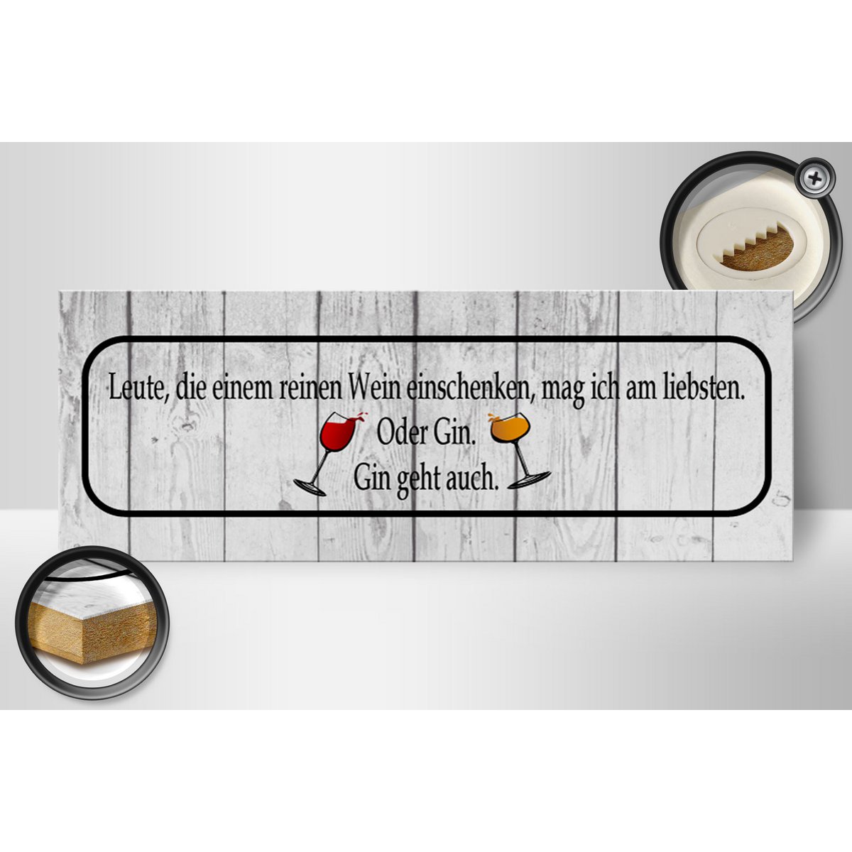 Houten bord met de tekst 27x10cm mensen die wijn inschenken